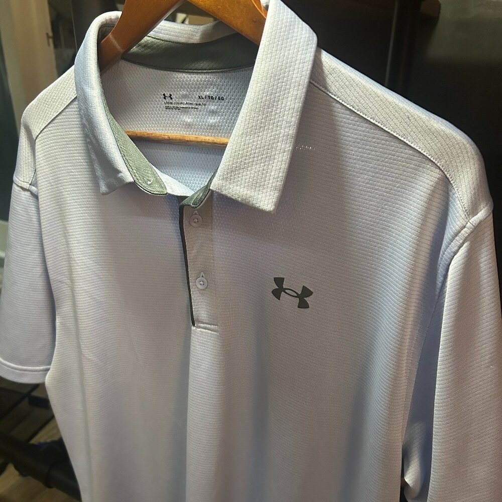 Under Armour Polo Shirt Men’s XL Mauve Grey Heathered Golf Performance Polo